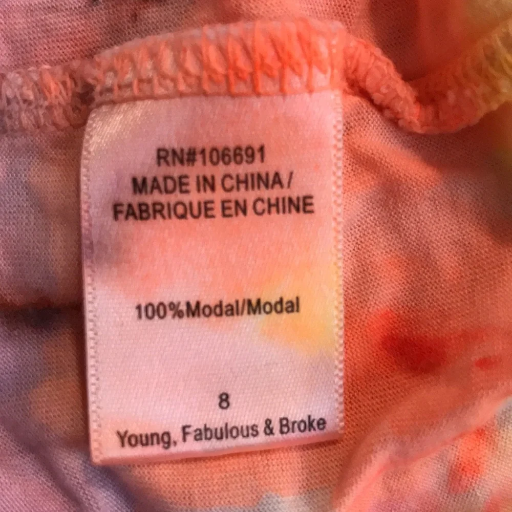 Young Fabulous & Broke tank top papaya, tie-dyed, elastic waist, girl si…
